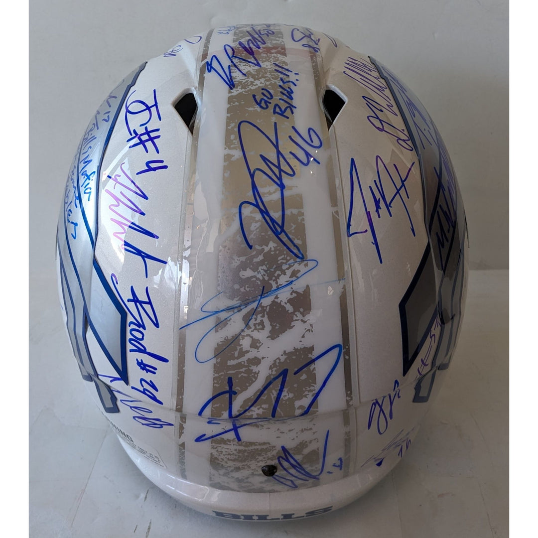 Buffalo Bills Josh Allen signed with inscription, James Cook, Dawson Knox, Khalil Shakir, Dalton Kinkaid, Keon Coleman Riddell helmet