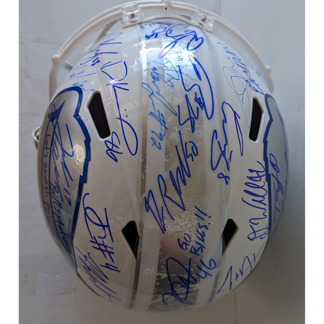 Buffalo Bills Josh Allen signed with inscription, James Cook, Dawson Knox, Khalil Shakir, Dalton Kinkaid, Keon Coleman Riddell helmet