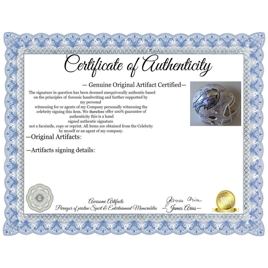 Buffalo Bills Josh Allen signed with inscription, James Cook, Dawson Knox, Khalil Shakir, Dalton Kinkaid, Keon Coleman Riddell helmet