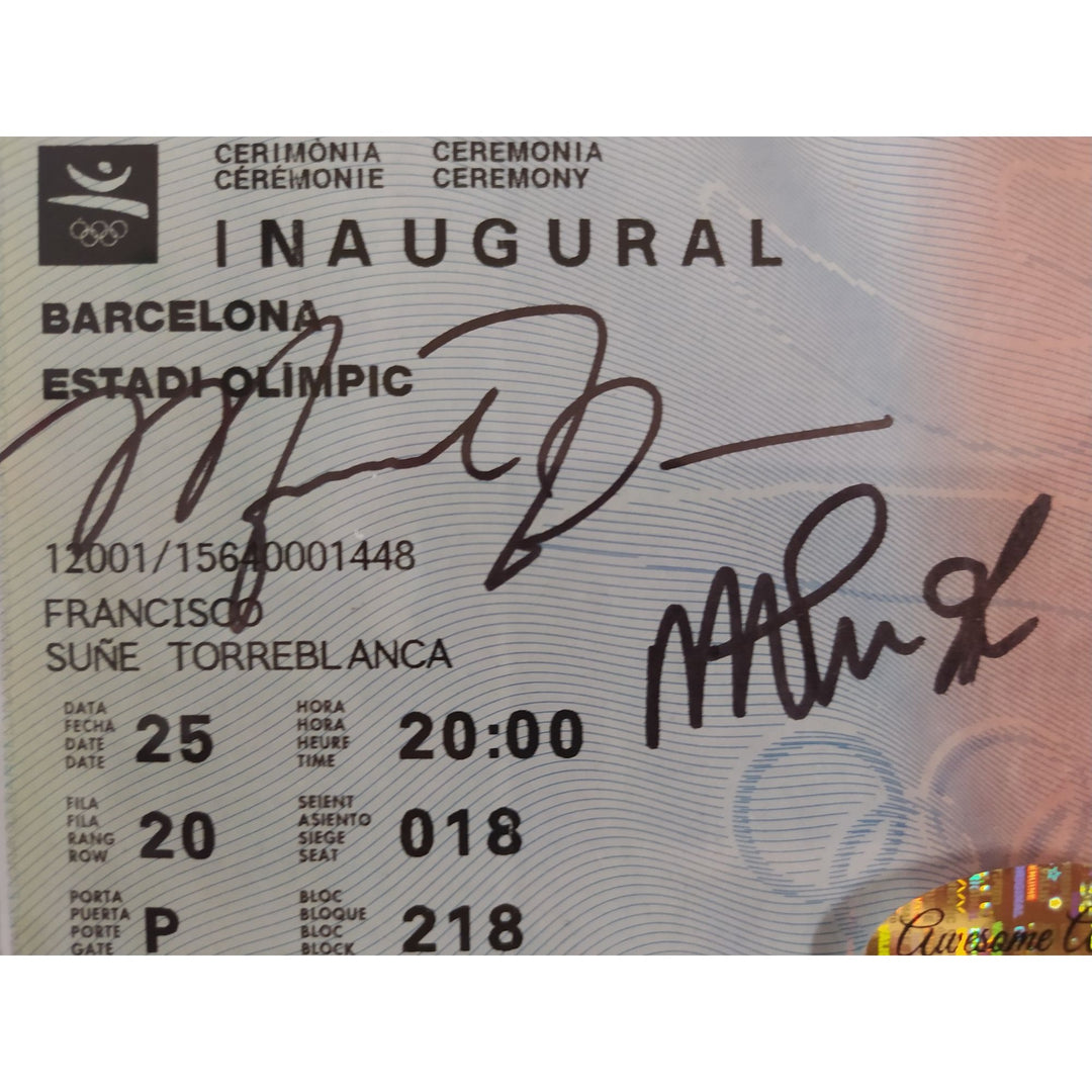 Michael Jordan and Magic Johnson Barcelona 1992 Olympics original ticket Dream Team signed with proof