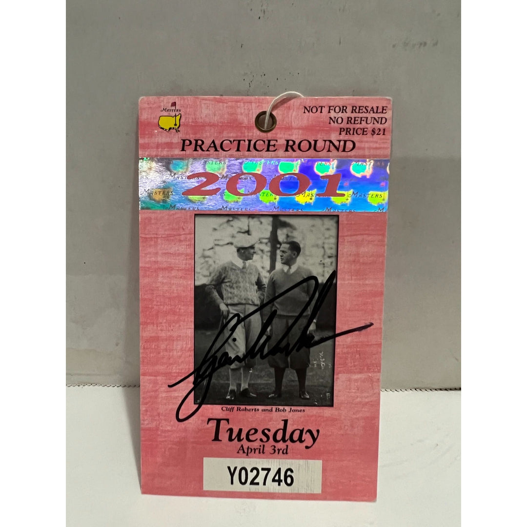 Tiger Woods 2001 Masters ticket signed with proof