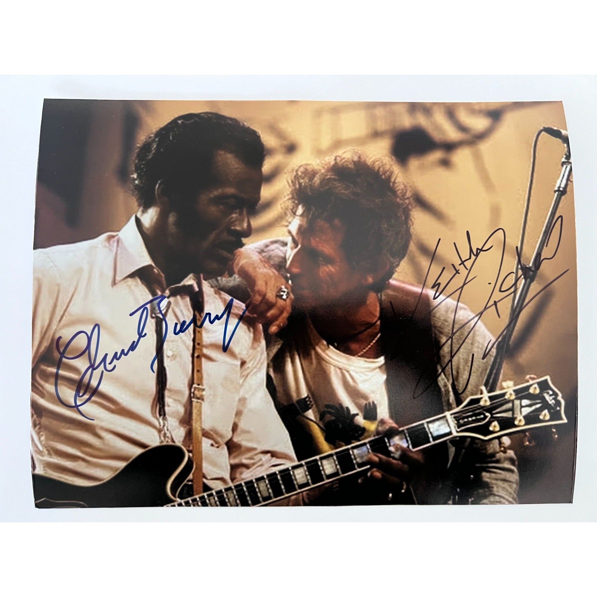 Chuck Berry and Keith Richards vintage 8x10 photo signed with proof