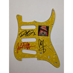 Robert Plant Jimmy Page John Paul Jones Led Zeppelin Fender Stratocaster electric guitar pickguard signed with proof