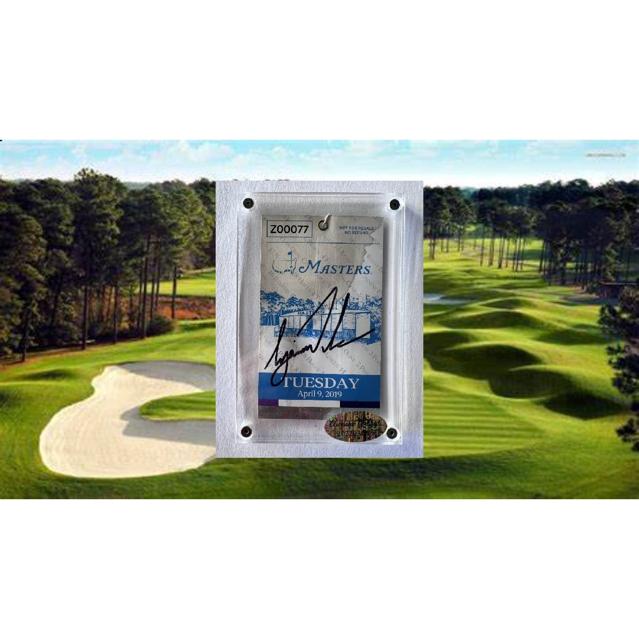 Tiger Woods 2019 Masters Golf Tournament ticket signed with proof