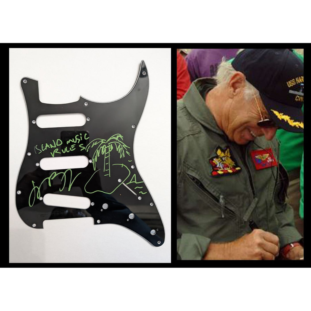 Jimmy Buffett Stratocaster electric guitar pickguard signed with Sketch