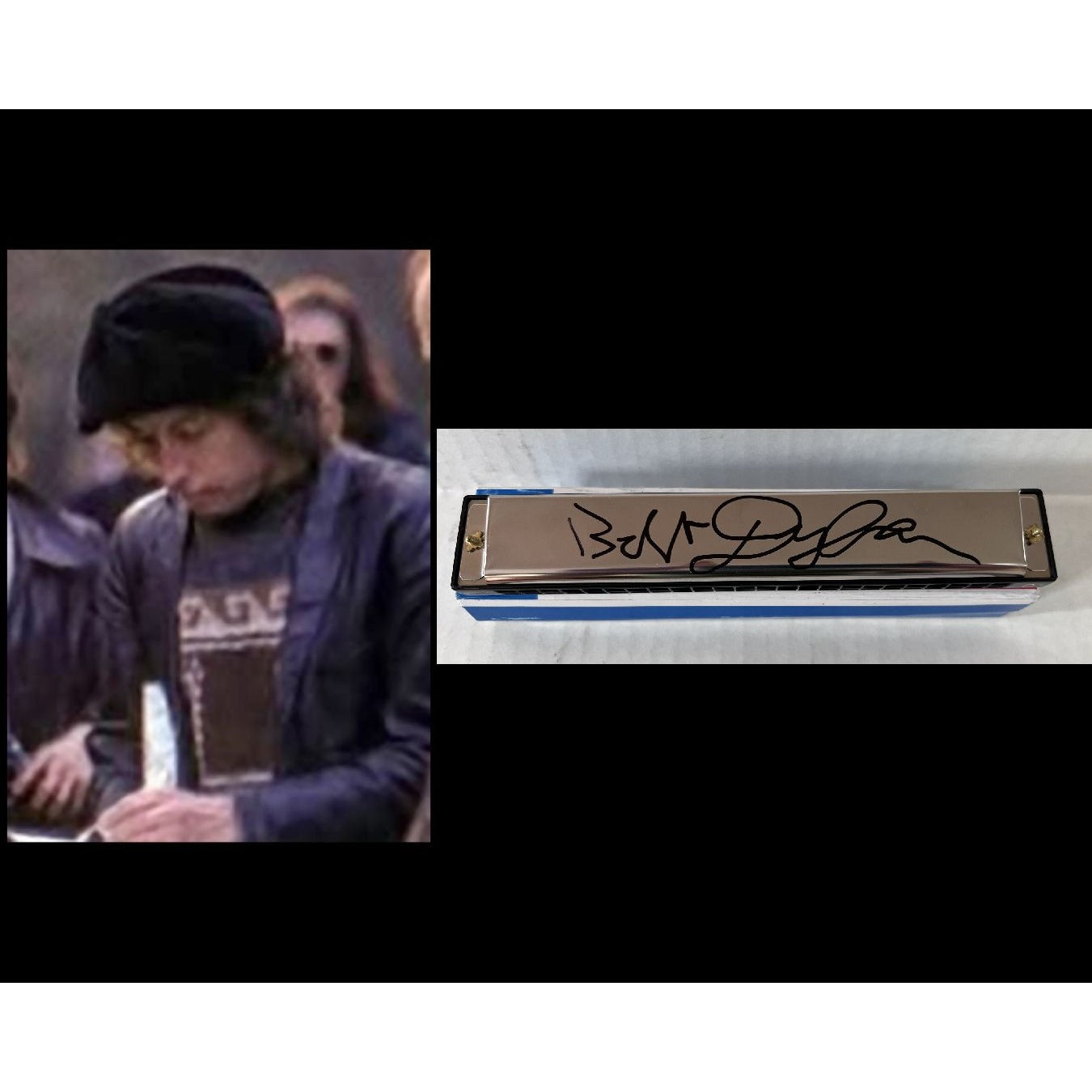 Bob Dylan Harmonica signed with proof