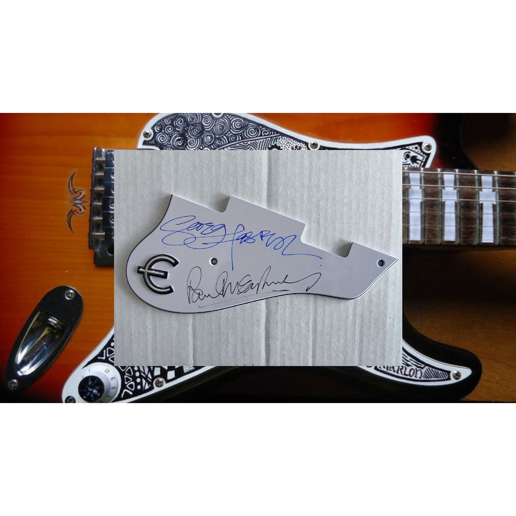 Paul McCartney and George Harrison Epiphone electric guitar The Beatles pick guard signed with proof