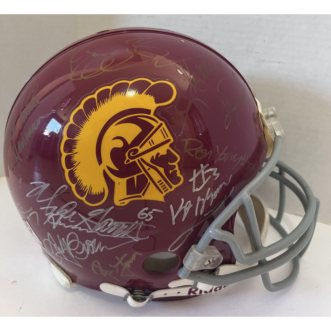 USC Trojans game model helmet with 20 plus all-time great Trojan players Marcus Allen Frank Gifford Keyshawn Johnson Troy Polamalu Carson Pa