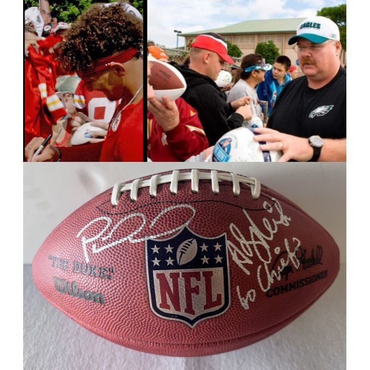 Patrick Mahomes and Andy Reid NFL game football signed with proof