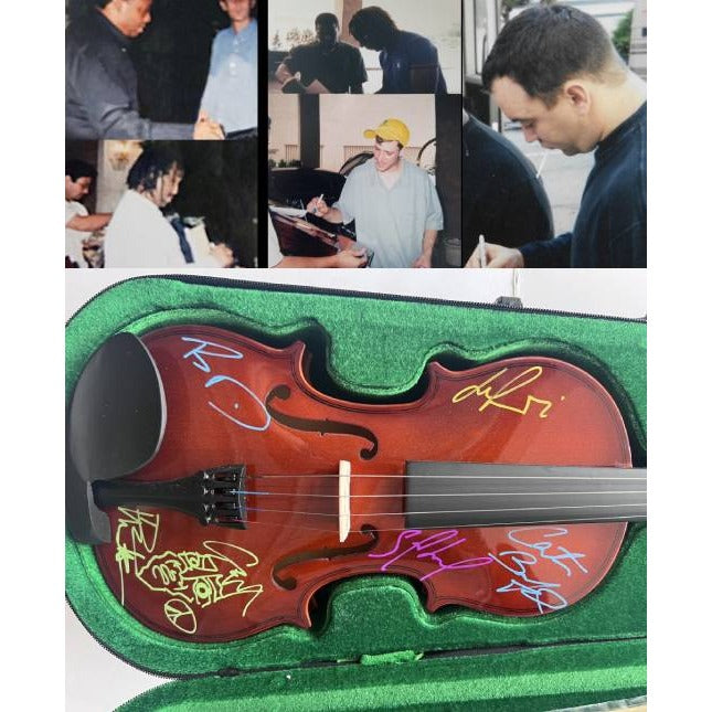 Dave Mathews with sketch Stephan Lessard Boyd Tinsley LeRoi Moore Carter Beauford exceptional violin with case signed with proof