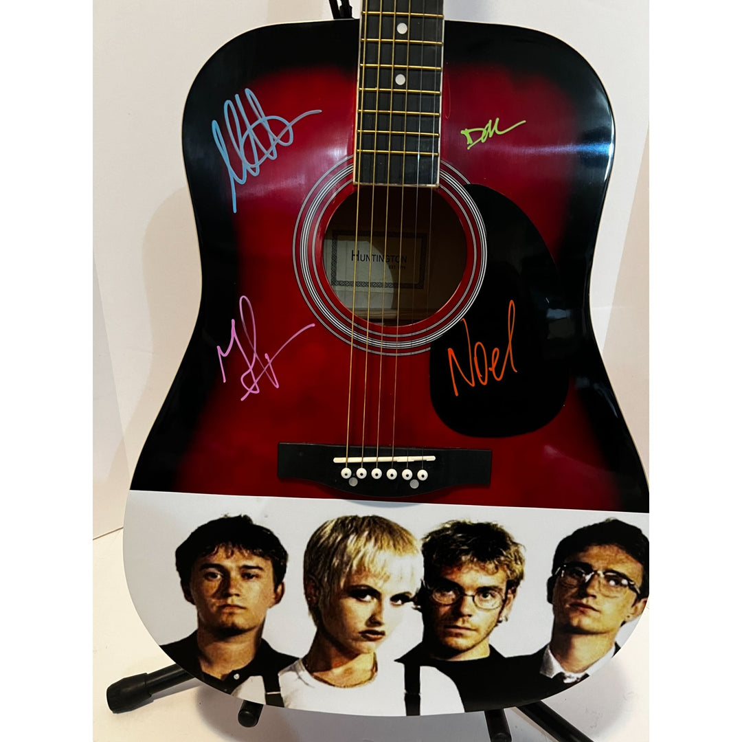 Dolores O Riordan, Noel and Mike Hogan, Fergal Lawler The Cranberries  one of a kind acoustic guitar signed with proof