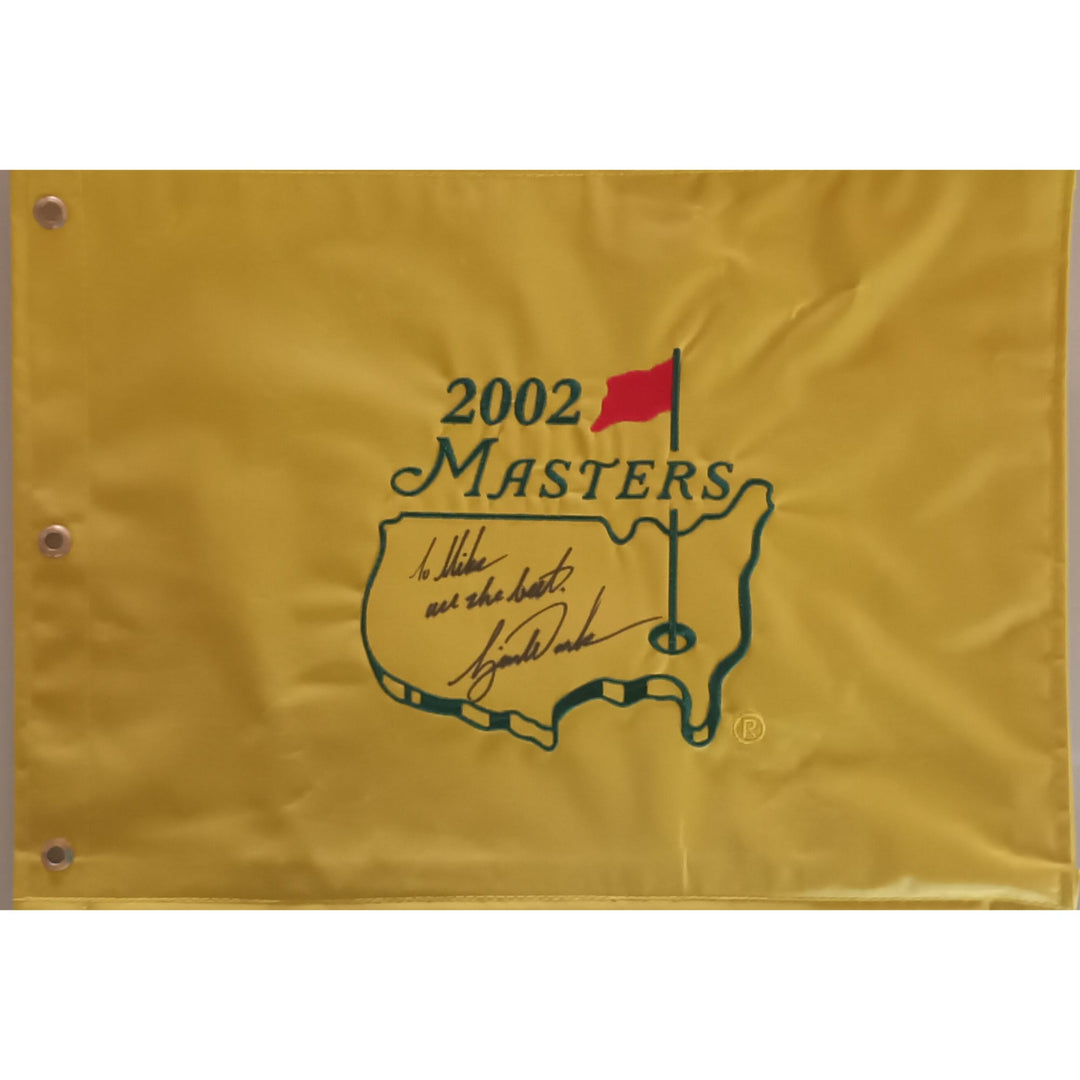 Tiger Woods "To Mike all the best" 2002 Masters Golf pin flag signed with proof