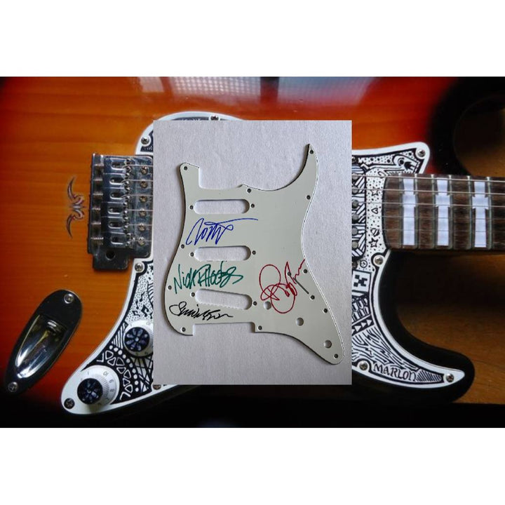 Duran Duran Simon Lebon Nick Rhodes Roger Taylor Andy Taylor Stratocaster electric guitar pickguard signed with proof