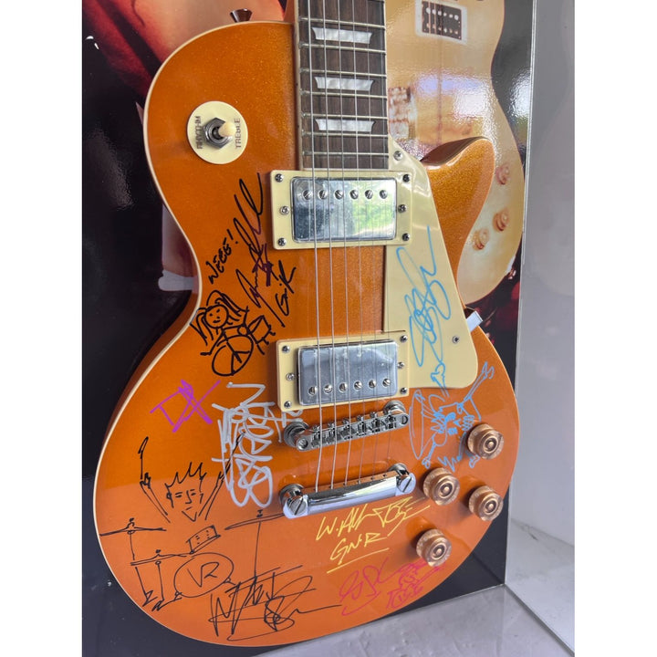 Guns N' Roses Axl Rose Slash Matt Sorum full band signed les paul electric guitar with proof and 16x48 display case