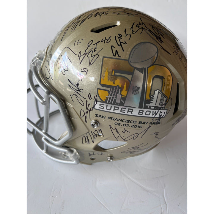 Denver Broncos Peyton Manning Von Miller John Elway Super Bowl 50 2015/16 team signed replica helmet with proof $2,499 with free acrylic dis