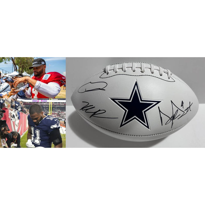 Dallas Cowboys Dak Prescott CeeDee Lamb Micah Parsons full size football signed with proof