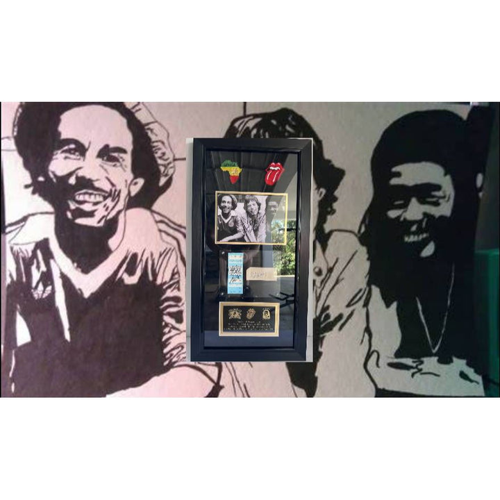 Bob Marley Peter Tosh Mick Jagger framed 18x30 and signed