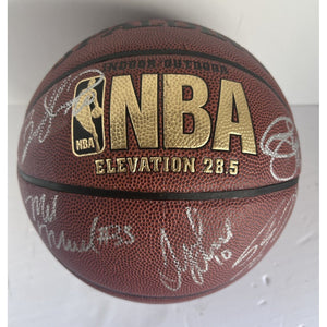 Kobe Bryant Phil Jackson Shaquille O'Neal Los Angeles Lakers 2000 2001 NBA champs Spalding basketball signed with proof  Signatures include
