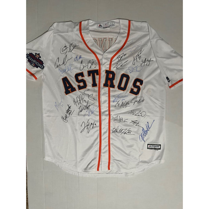 Houston Astros 2017 World Series Champions Jose Altuve, Justin Verlander, Lance Bregman, George Springer Majestic size XL game model jersey