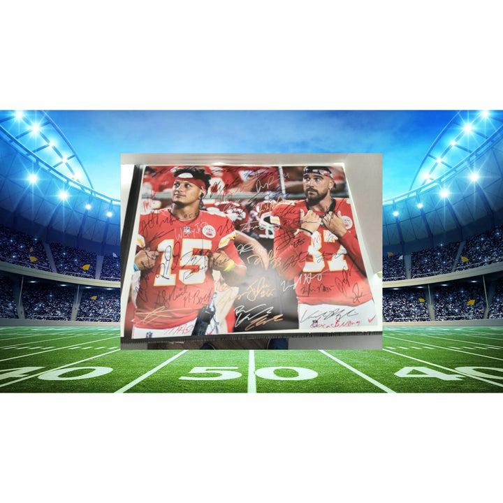 Kansas City Chiefs 2023-24 Andy Reid Patrick Mahomes Chris Jones Travis Kelce 16x20 photo team signed with proof