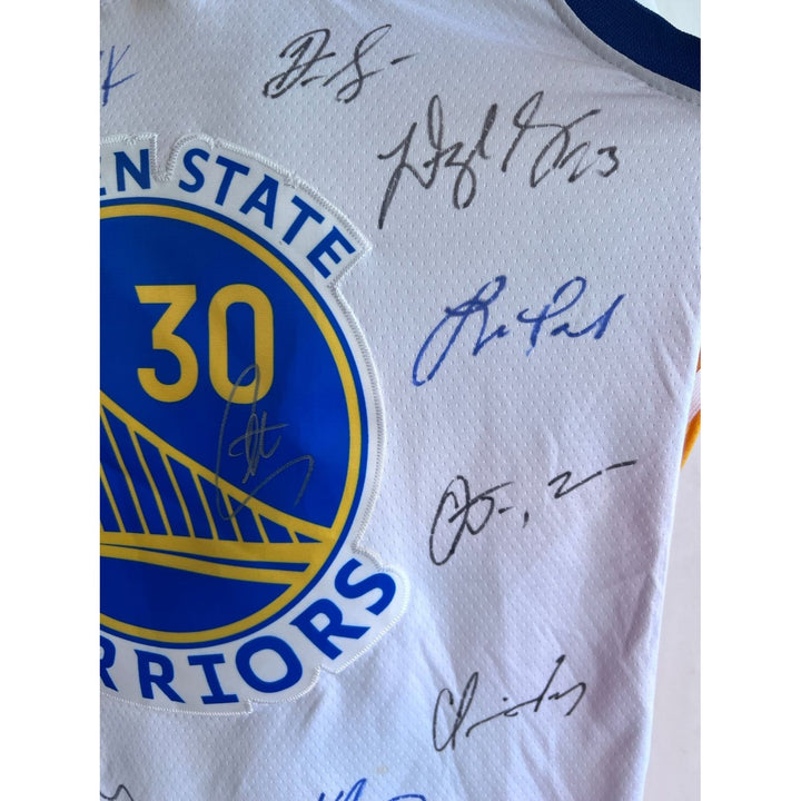 Golden State Warriors Draymond Green Steph Curry Klay Thompson 2021/22 NBA champions team signed jersey with proof