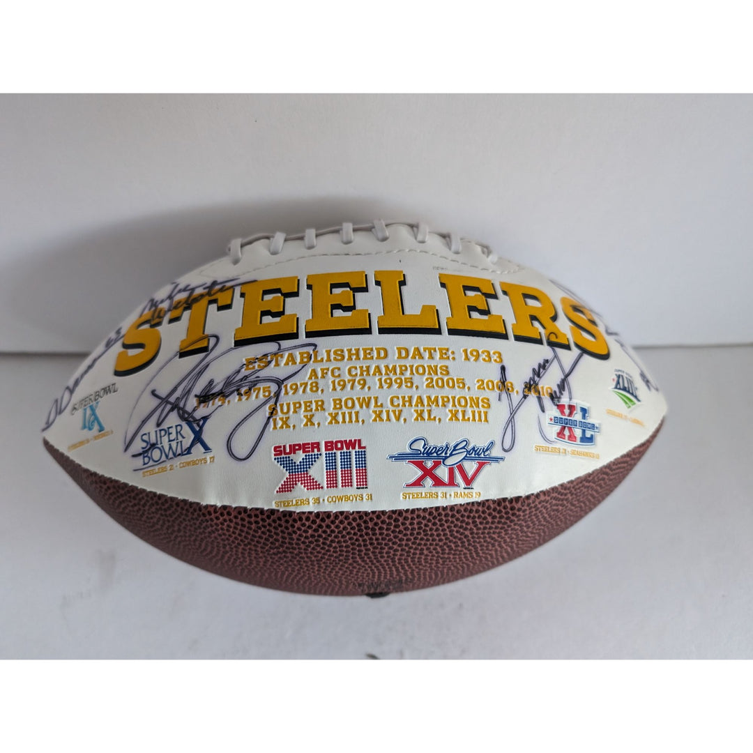 Pittsburgh Steelers all-time greats Terry Bradshaw Franco Harris Lynn Swann 20 sigs signed football