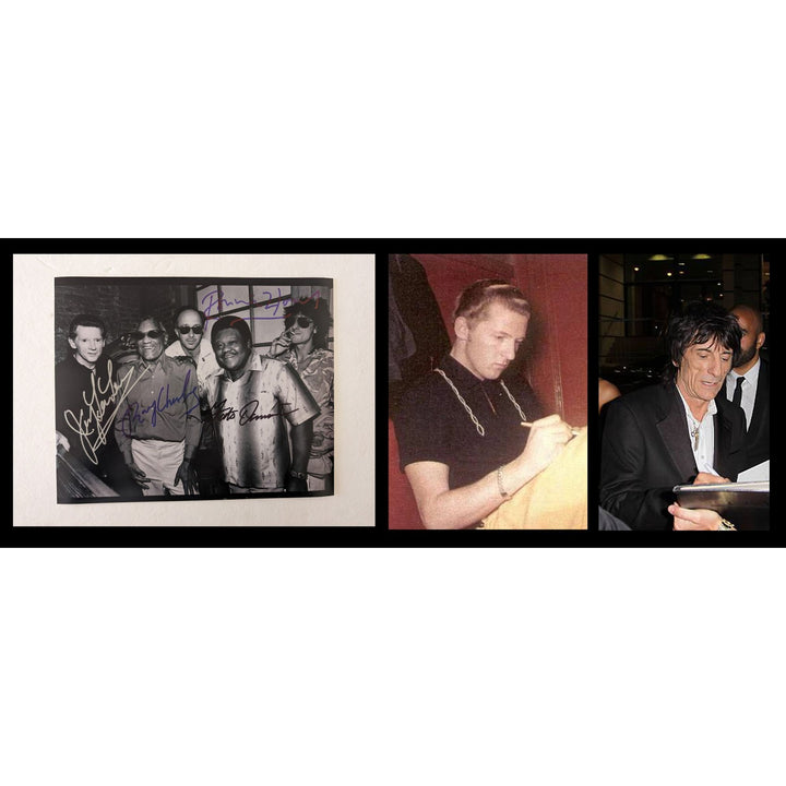 Jerry  Lee Lewis Ray Charles Fats Domino Ronnie Wood 8x10 photo signed with proof