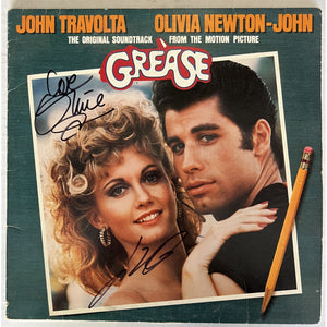Grease original movie soundtrack LP Olivia Newton & John Travolta signed with proof