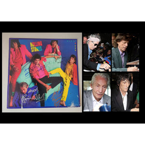 The Rolling Stones Dirty Work LP Bill Wyman Mick Jagger Keith Richards Ronnie Wood Charlie Watts signed with proof