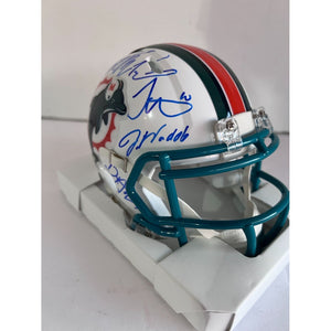 Miami Dolphins Tyreek Hill Jason Waddle Riddell mini helmet signed with proof