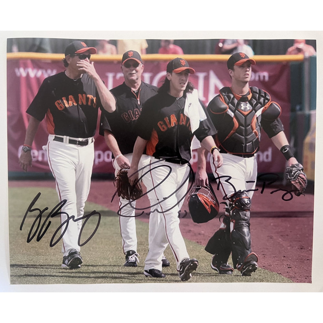 Tim Lincecum Buster Posey Bruce Bochy 8 x 10 photo signed with proof