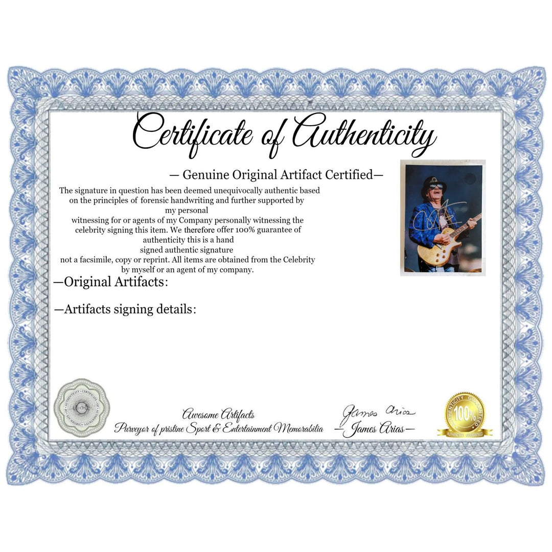 Carlos Santana 5x7 photo signed with proof