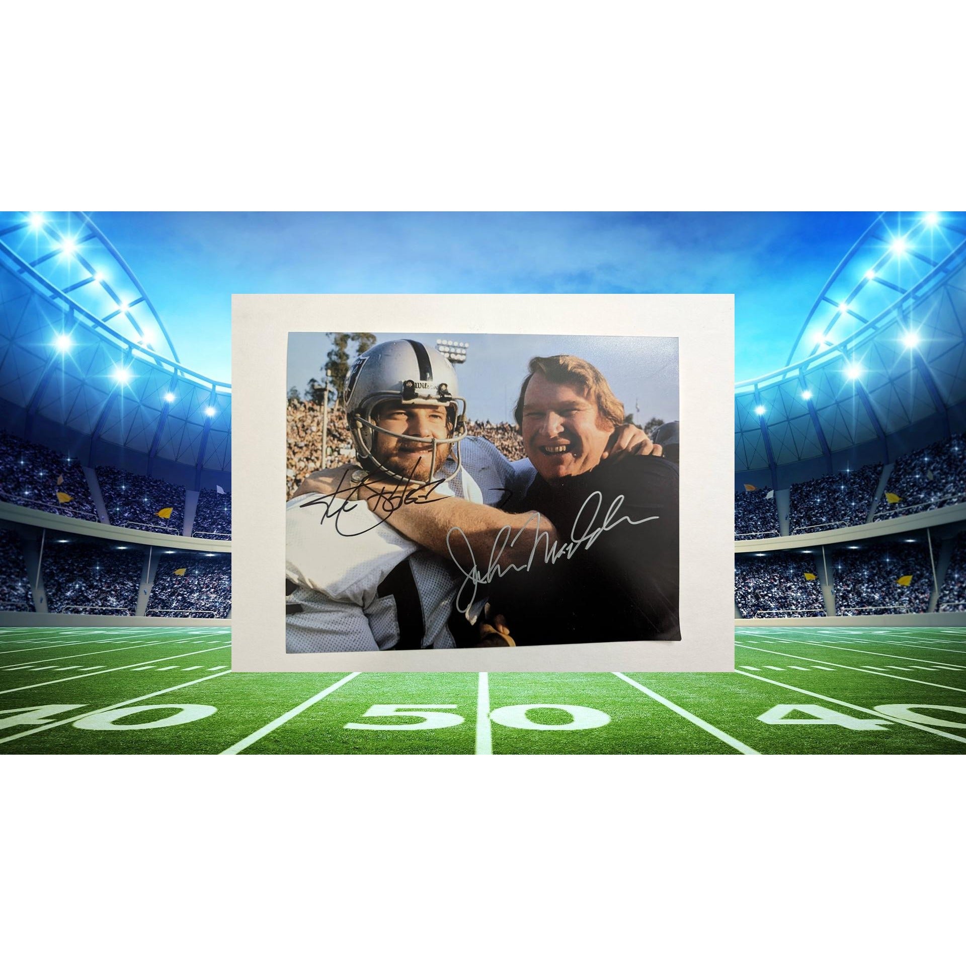 Oakland Raiders John Madden and Kenny "The Snake" Stabler 8x10 photo signed with proof