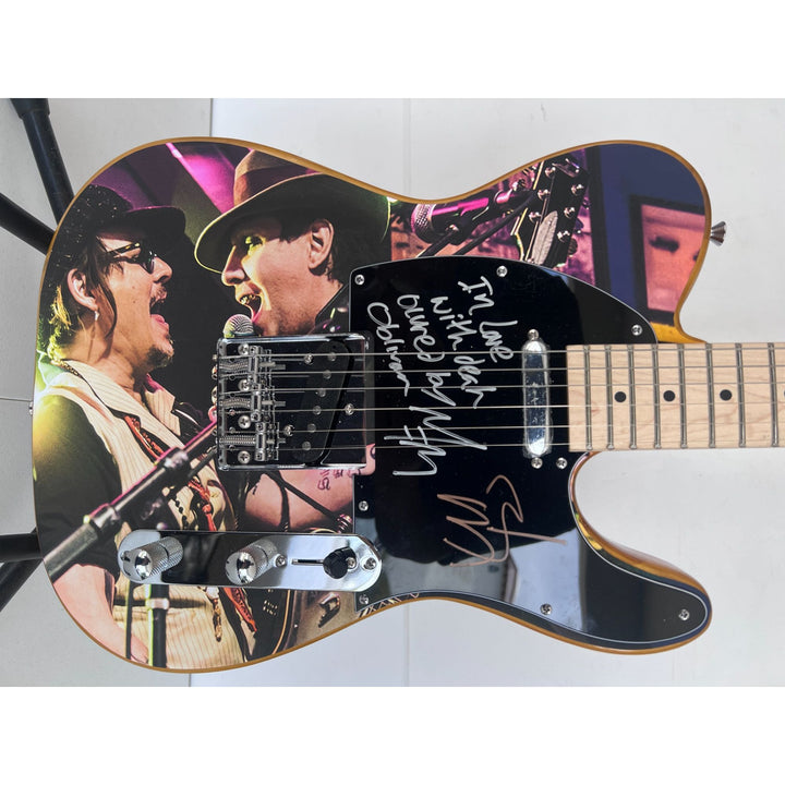 Marilyn Manson and Johnny Depp one of a kind Telecaster electric guitar signed with proof.