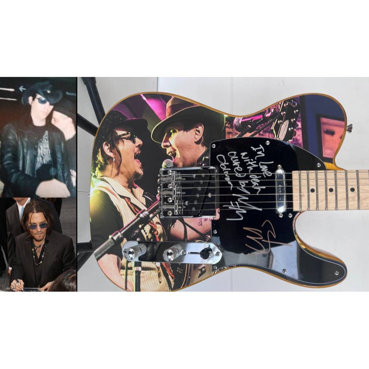 Marilyn Manson and Johnny Depp one of a kind Telecaster electric guitar signed with proof.