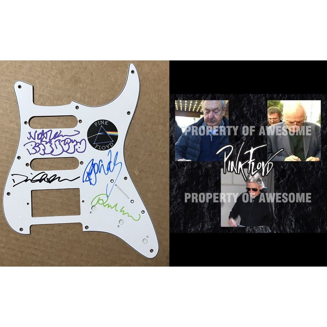 Roger Waters David Gilmour Nick Mason Rick Wright Pink Floyd stratocaster pickguard signed with proof