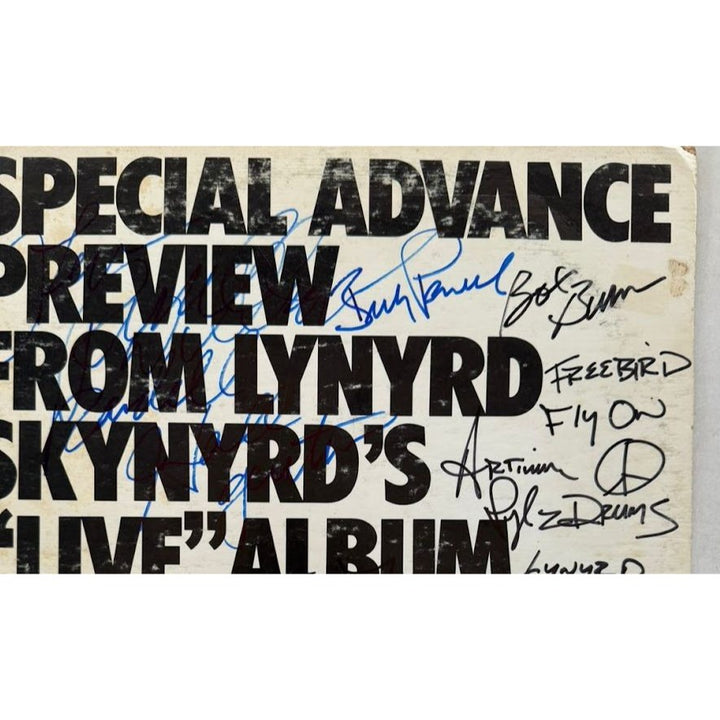 Lynyrd Skynyrd "One More From The Road" LP signed with proof.
