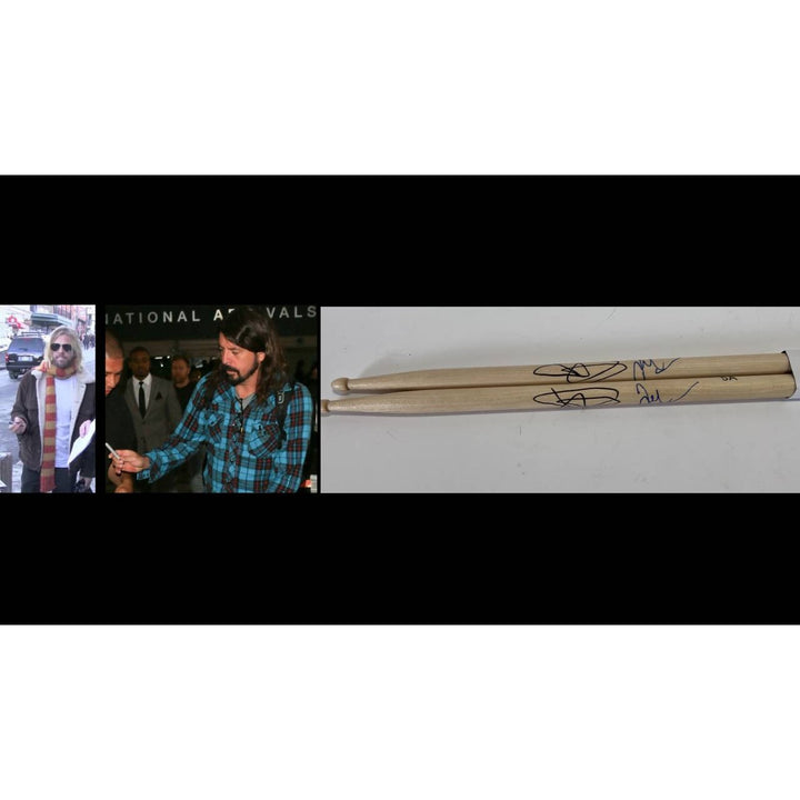 Taylor Hawkins David Grohl Foo Fighters Drumsticks signed with proof.