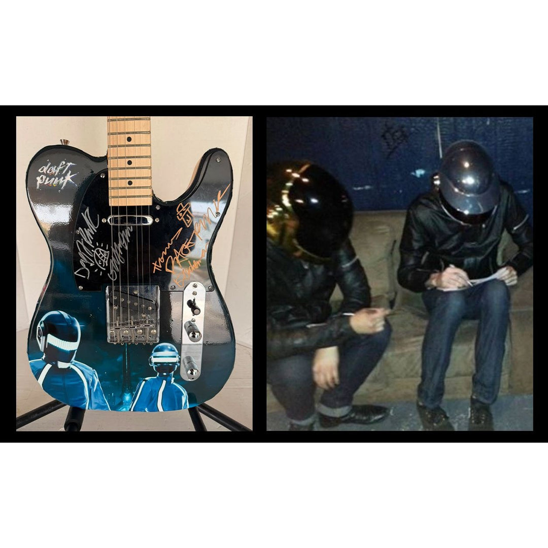 Daft Punk (Thomas Bangalter & Guy Manuel de Homem-Christo) signed with sketch on "One of a Kind" telecaster full size electric guitar $3499.
