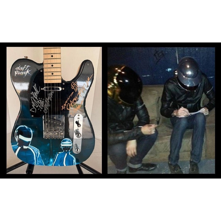 Daft Punk (Thomas Bangalter & Guy Manuel de Homem-Christo) signed with sketch on "One of a Kind" telecaster full size electric guitar $3499.