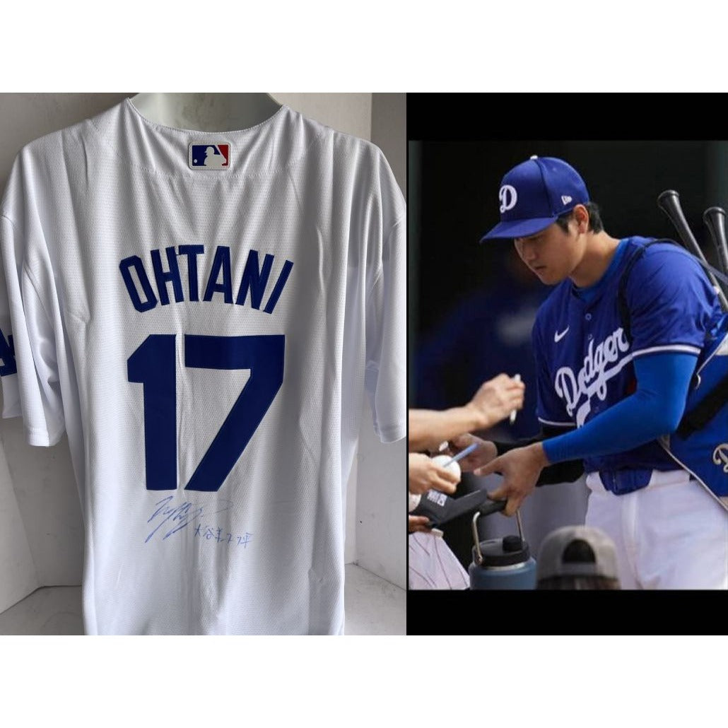 shohei ohtani Los Angeles Dodgers nike jersey signed in english and japanese with proof