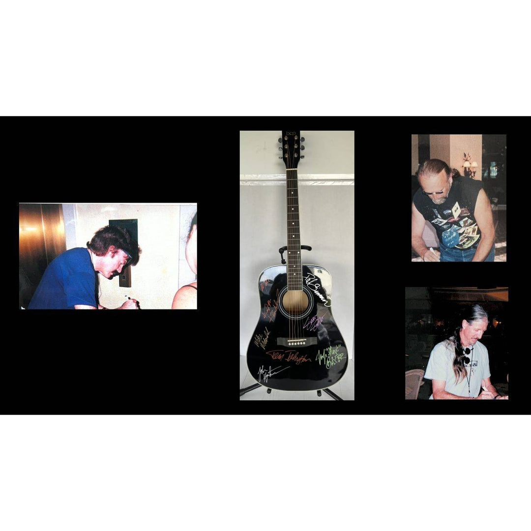 The Doobie Brothers Tom Johnston Patrick Simmons Michael McDonald Jeff "Skunk" Baxter and Keith Knudsen full size acoustic guitar signed