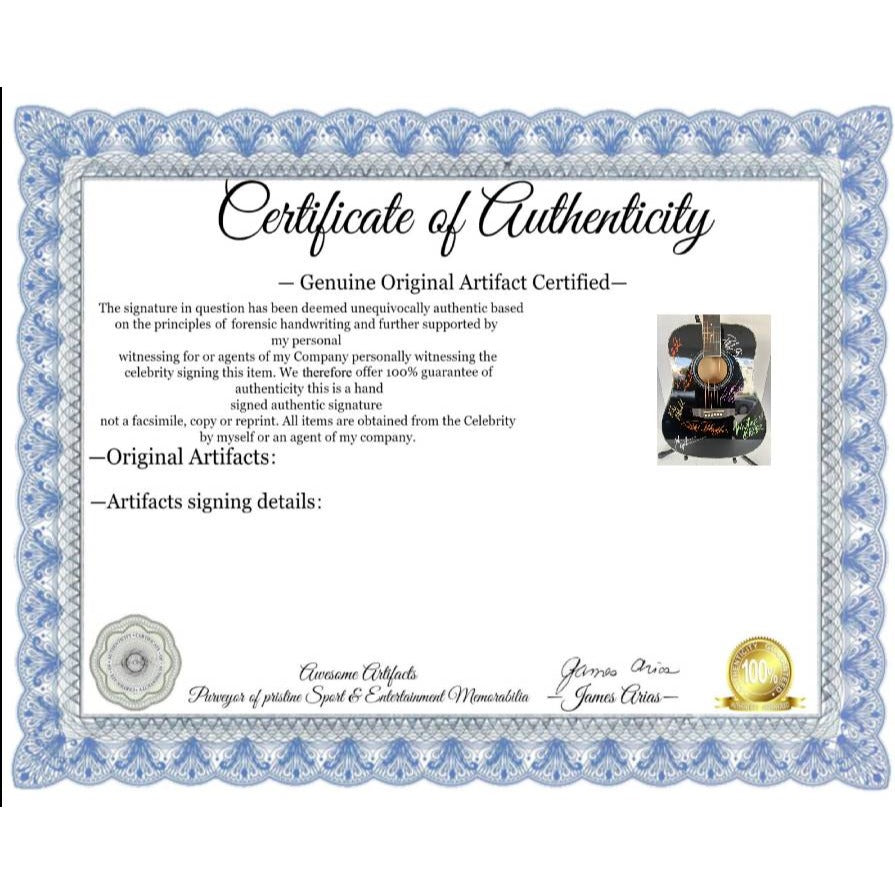 The Doobie Brothers Tom Johnston Patrick Simmons Michael McDonald Jeff "Skunk" Baxter and Keith Knudsen full size acoustic guitar signed