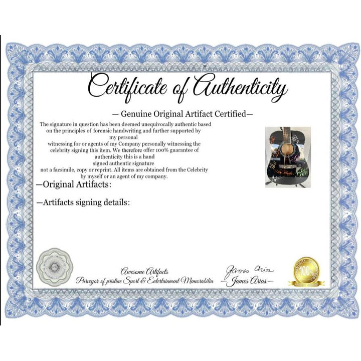 The Doobie Brothers Tom Johnston Patrick Simmons Michael McDonald Jeff "Skunk" Baxter and Keith Knudsen full size acoustic guitar signed