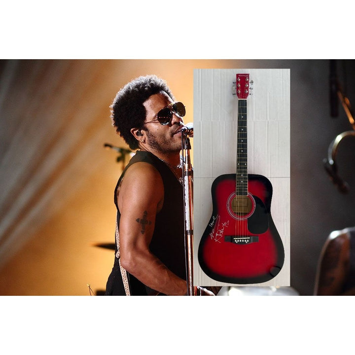 Leny Kravitz full size acoustic guitar signed with proof.