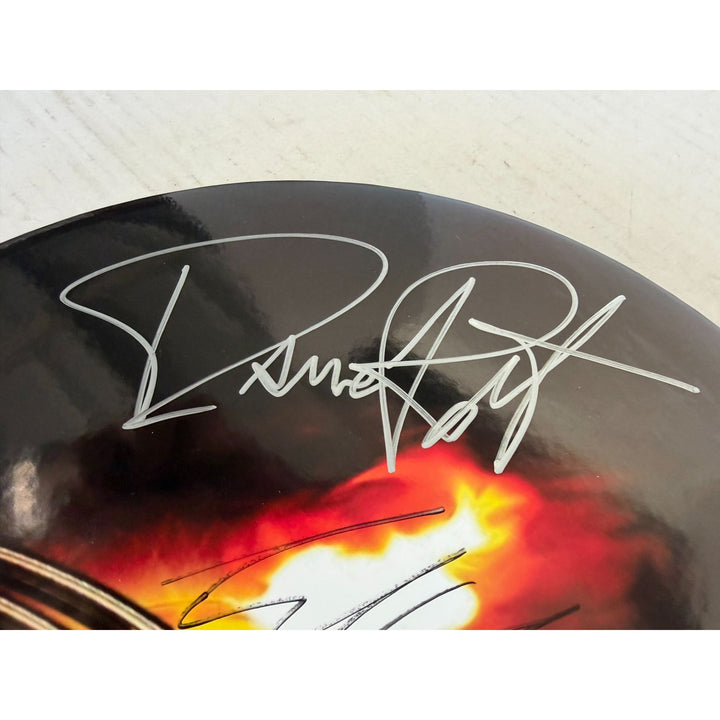 Van Halen David Lee Roth Sammy Hagar Eddie & Alex Van Halen MIchael Anthony one-of-a-kind drumhead signed with proof.