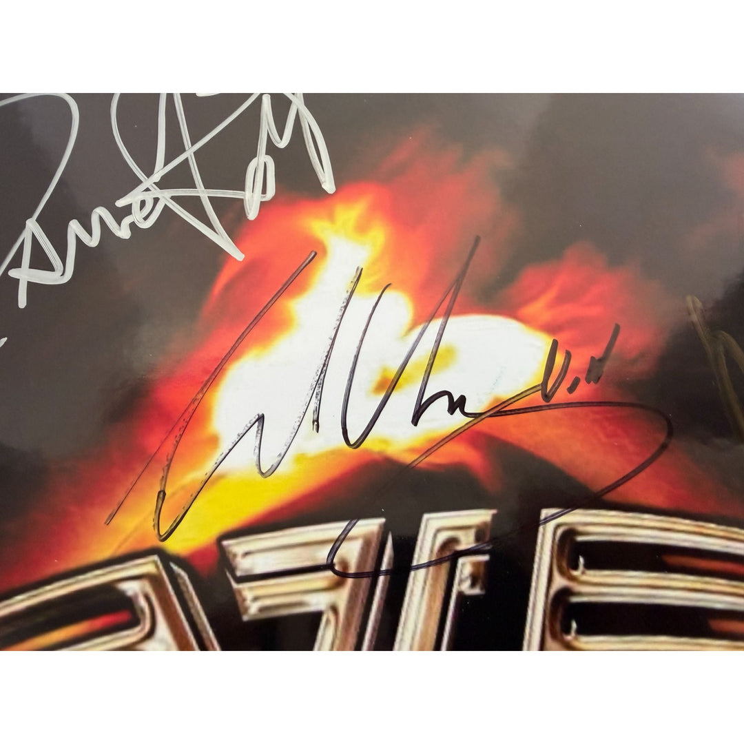Van Halen David Lee Roth Sammy Hagar Eddie & Alex Van Halen MIchael Anthony one-of-a-kind drumhead signed with proof.