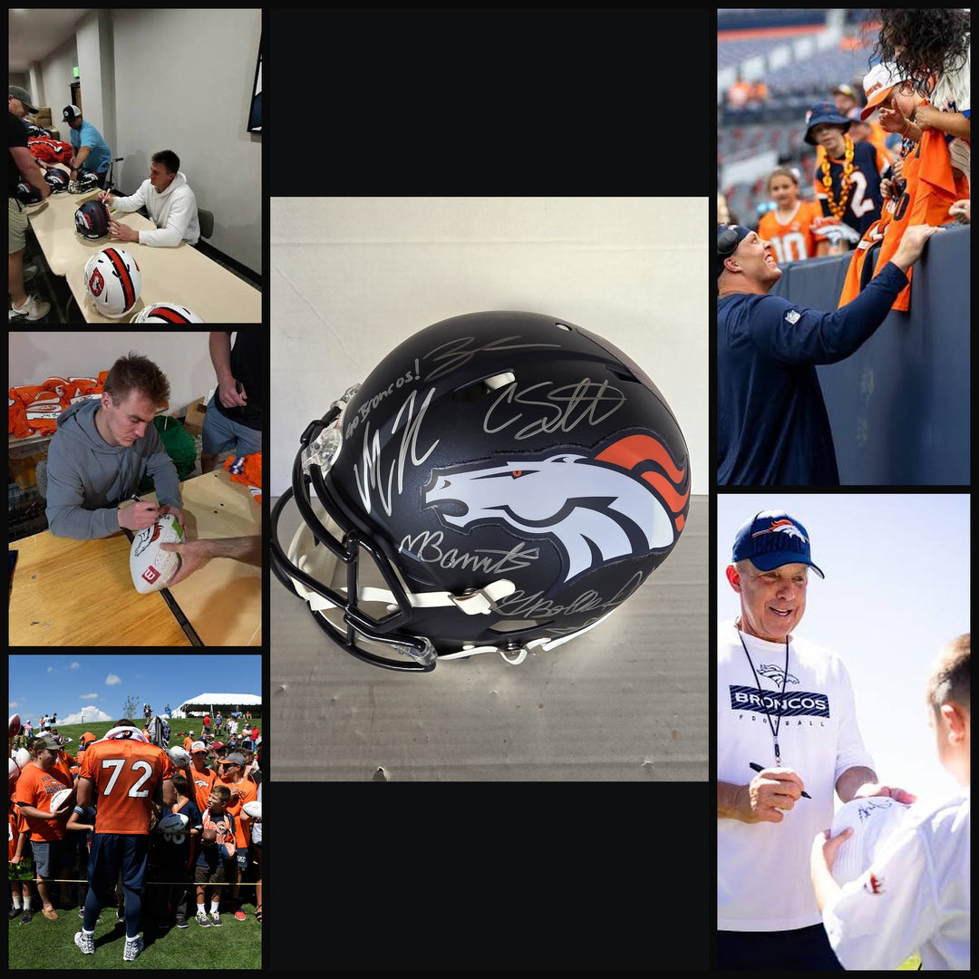 Signing-photo collage of original photographs and exact helmet #13