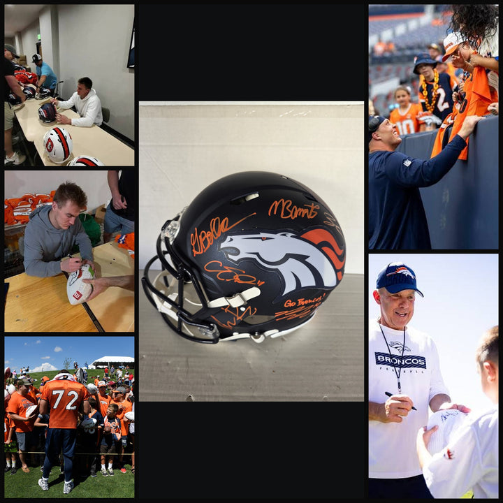 Signing-photo collage of original photographs and exact helmet #14