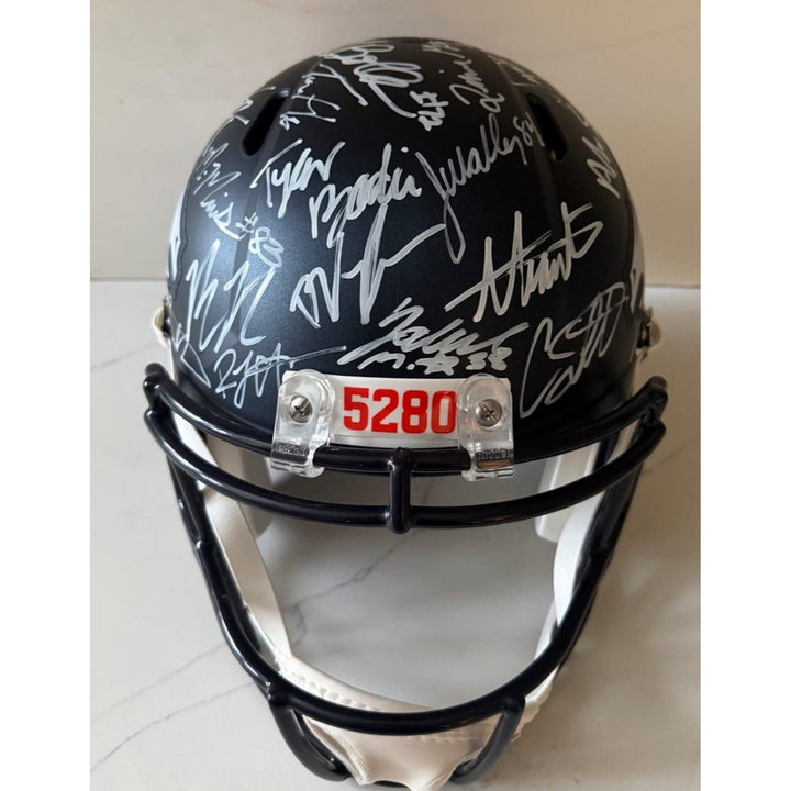 Denver Broncos speed authentic 2025 team signed helmet 40 plus Bo Nix Courtland Sutton, Nik Bonnito, Sean Payton with proof.